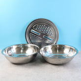 3-in-1 Stainless Steel Mixing, Straining & Grater Bowl Set (Stock:-1000)