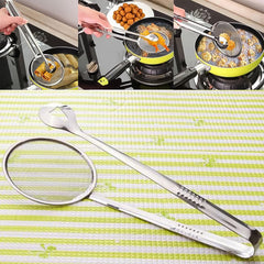 2In1 Stainless Steel Filter Spoon with Clip Food Kitchen Oil-Frying Multi-Functional (Stock:-7500)