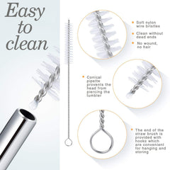 Reusable Stainless Steel Drinking Straws Bent (4 Bent Straws, 1 Brush) (Stock:-2500)