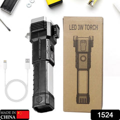 Multi-function LED torch showing light modes and cutter features