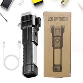 Portable rechargeable 3W LED torch with hammer and glass cutter