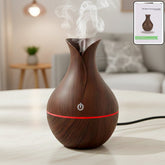 DeoDap Mini Wooden Vase Pot Diffuser Mist Humidifier - main