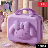 Kids bear hard shell carry case with handle and embossed bear face in pastel colors