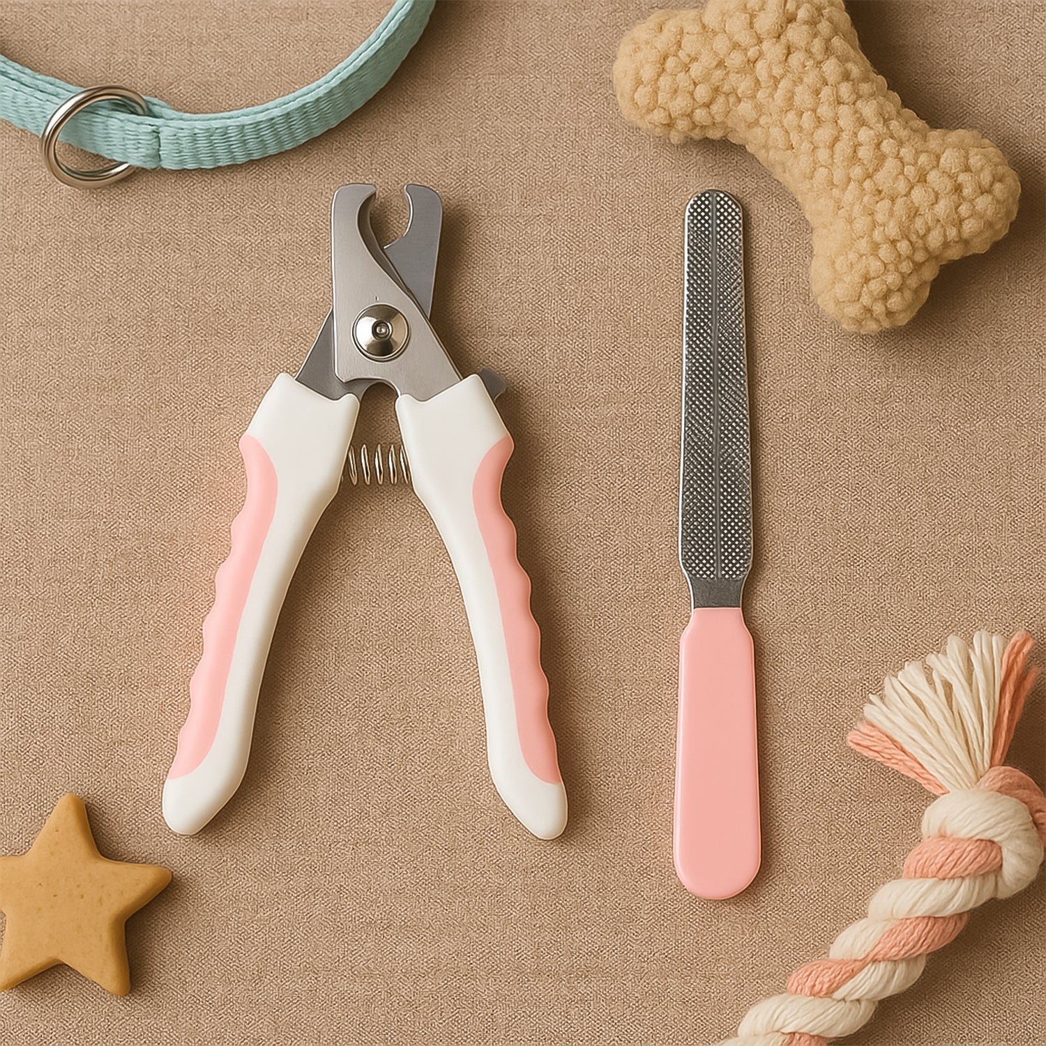 Pet Nail Clipper and Nail File Grooming Kit for Dogs and Cats (Mix Color / 2 Pc) (Stock:-6800)