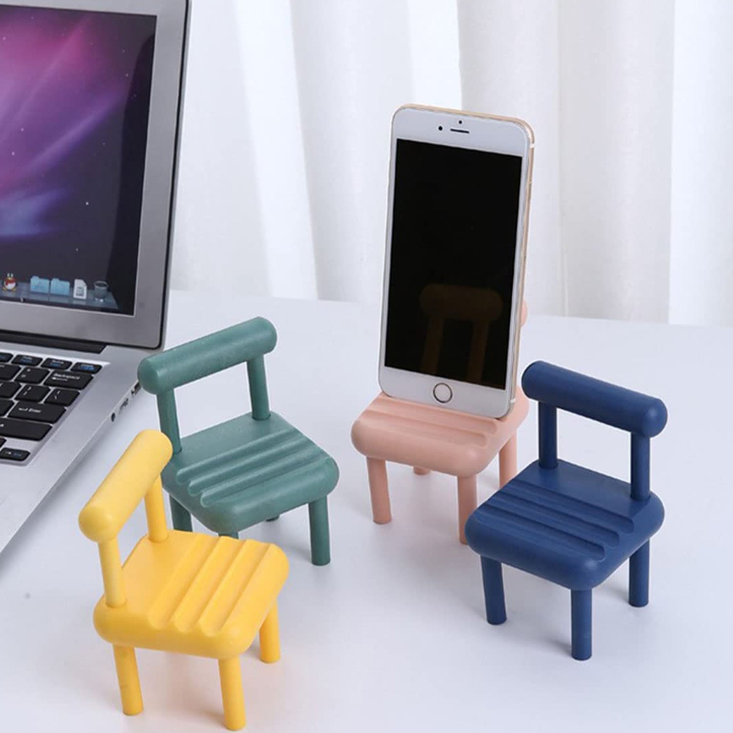 8854 Mobile Phone Holder, Mini Chair Cell Phone Stand, Portable Smartphone Dock, Cellphone Holder for Desktop Design Compatible with All Mobile Phones (1 Pc)  [500Pc Moq]