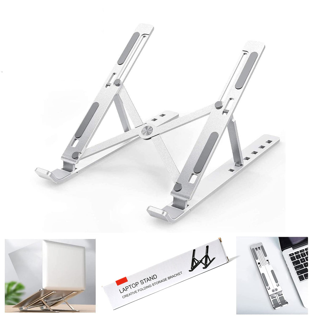 Laptop Stand for Desk | Metal Portable Laptop Stand, with 7 Adjustable Angles | Laptop Riser, Phone, and Tablet Stand | Compatible for All Laptop