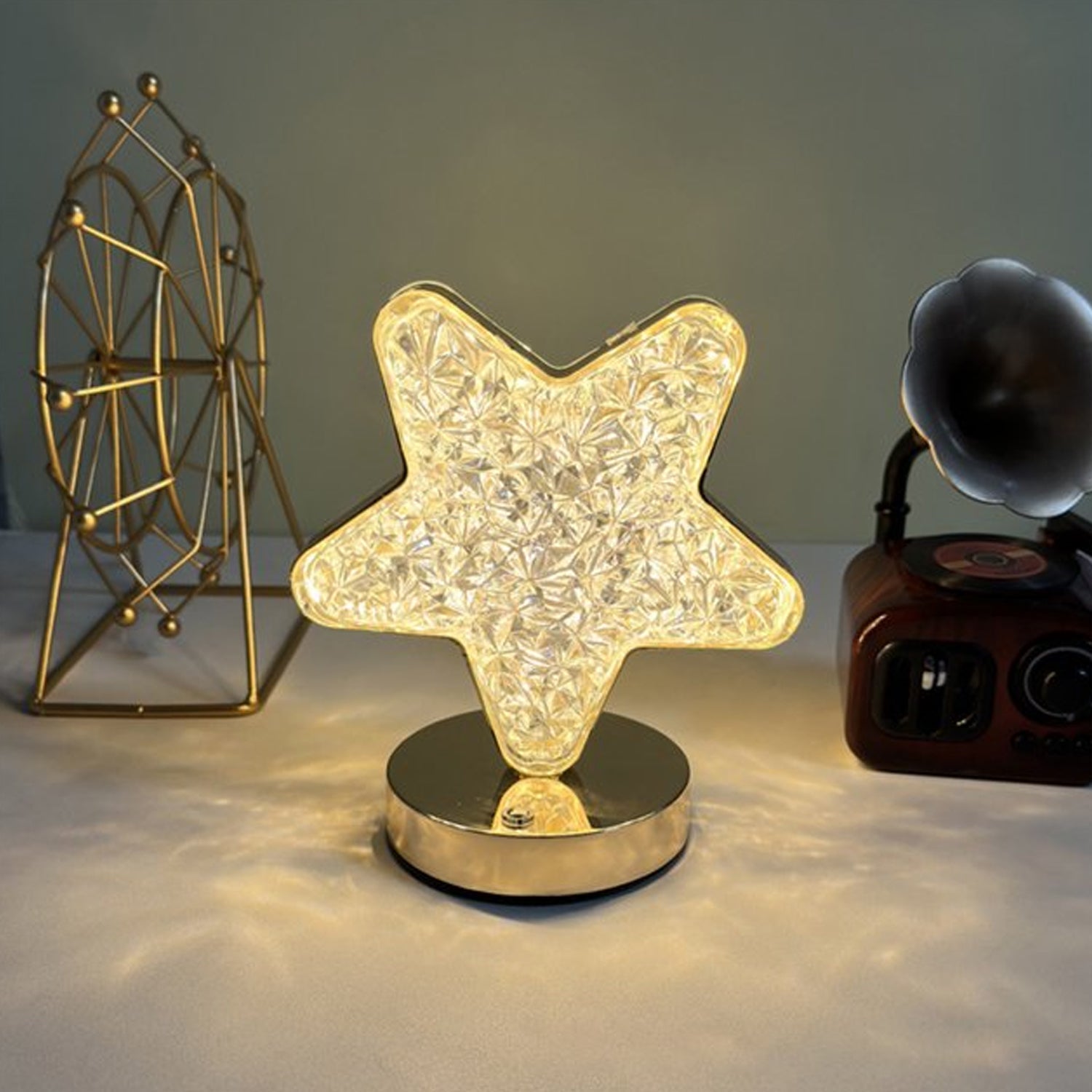 Star Crystal Diamond Touch Lamp – USB Rechargeable, 3-Way Dimmable (Stock:-400)