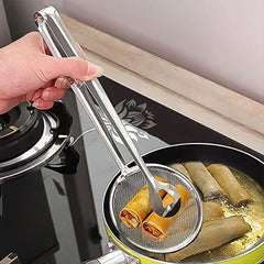 2In1 Stainless Steel Filter Spoon with Clip Food Kitchen Oil-Frying Multi-Functional (Stock:-7500)