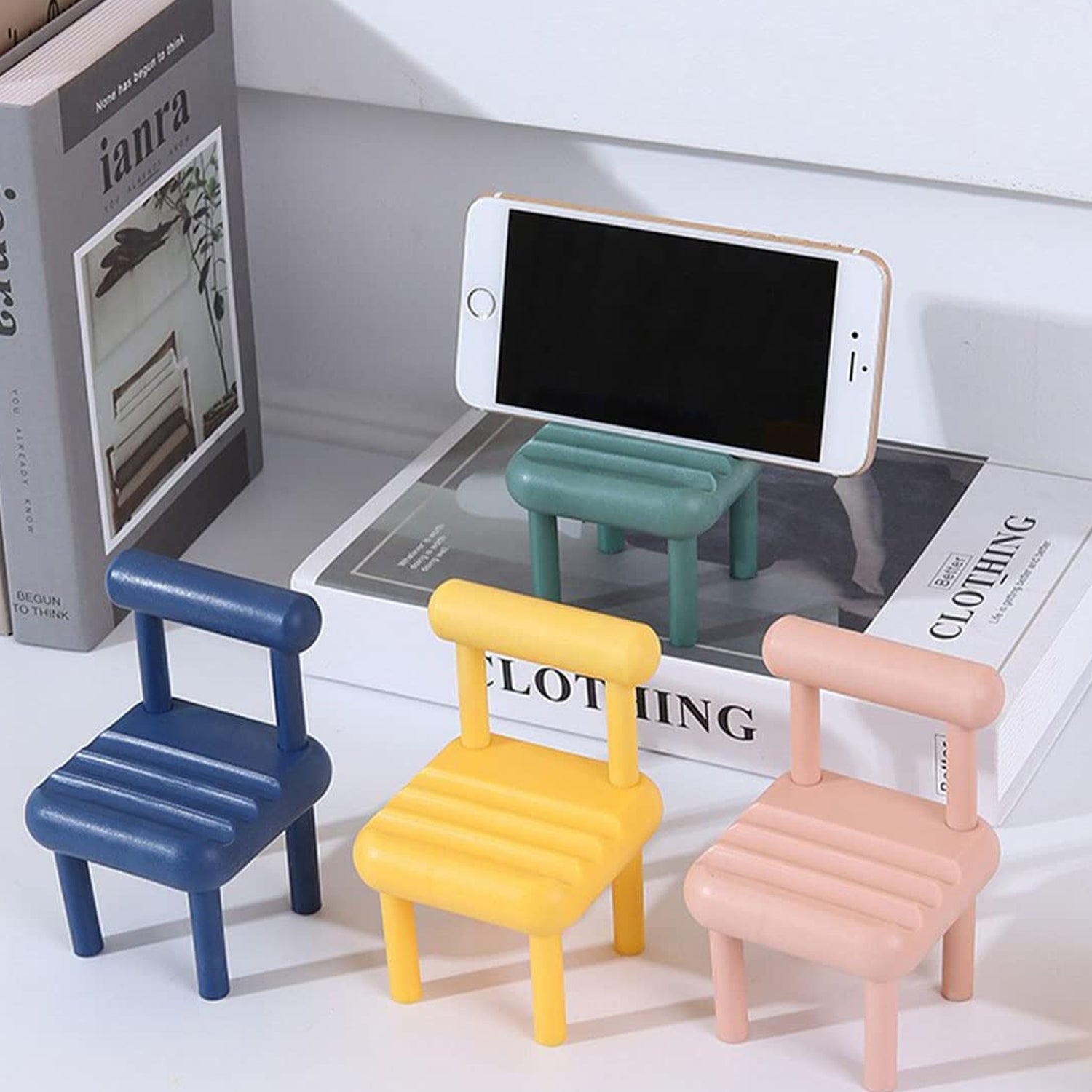 8854 Mobile Phone Holder, Mini Chair Cell Phone Stand, Portable Smartphone Dock, Cellphone Holder for Desktop Design Compatible with All Mobile Phones (1 Pc)  [500Pc Moq]