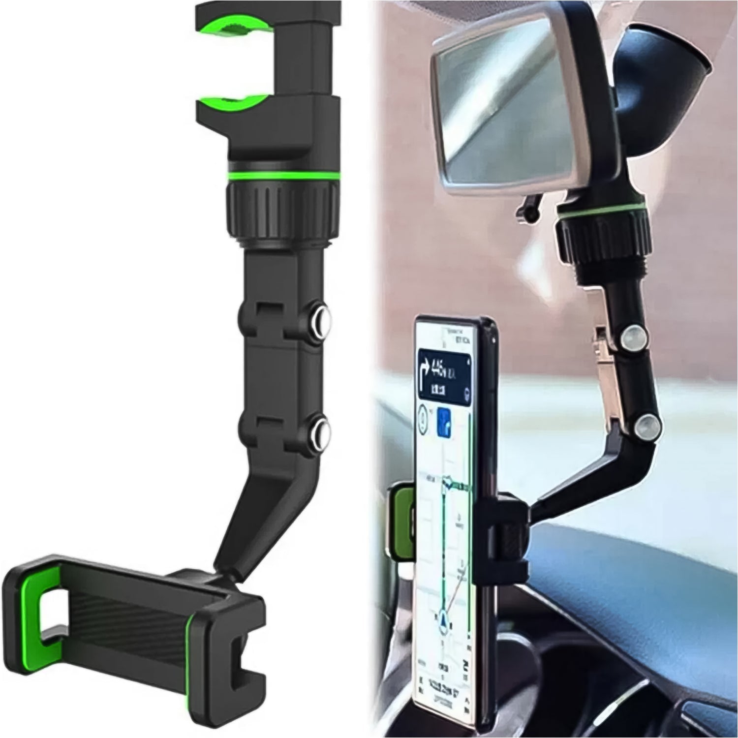 Multifunctional Car Rear View 360° Rotatable Mobile Holder (Stock:-2000)
