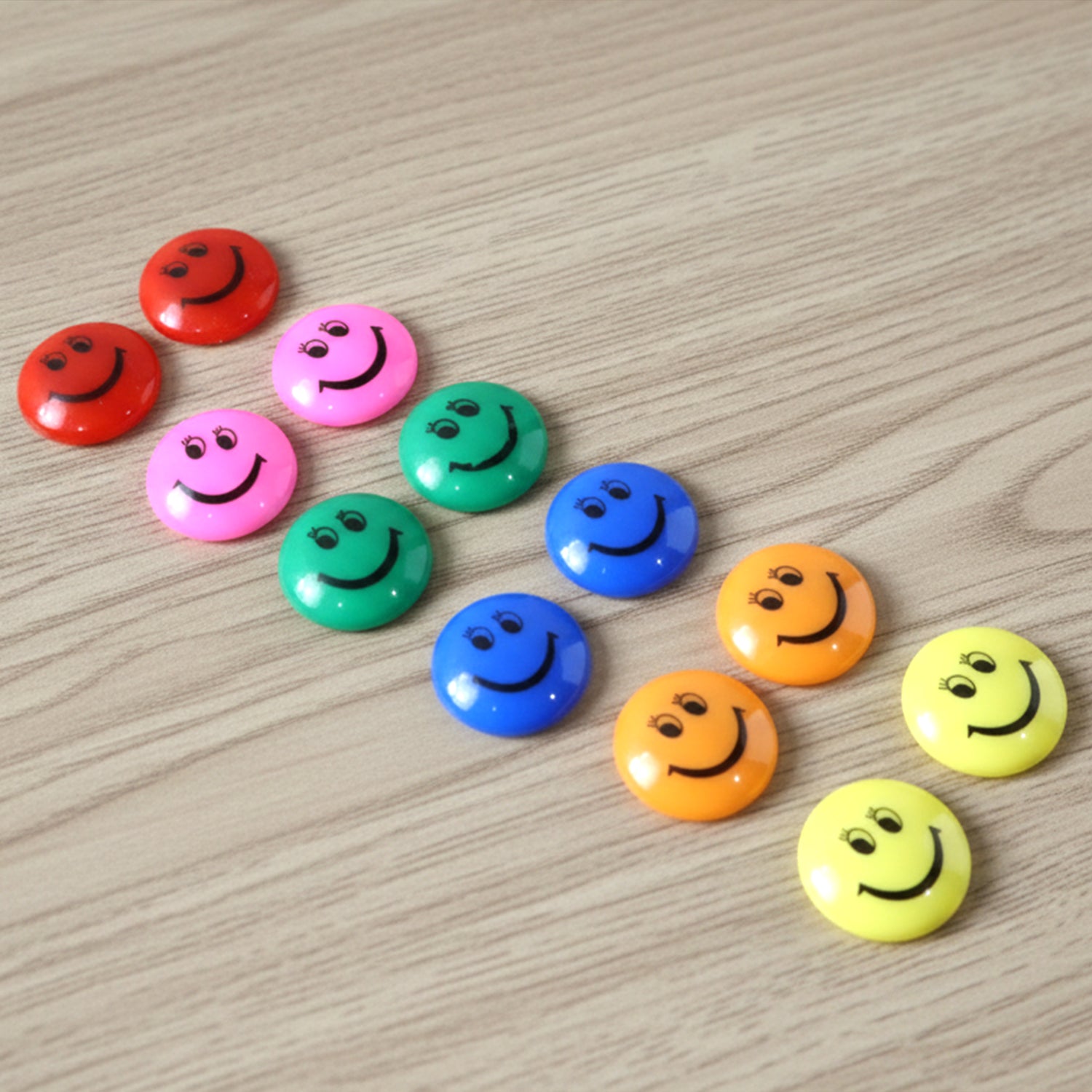 Colorful Smiley Face Magnetic Buttons Set (12 Pc Set) (Stock:-800)
