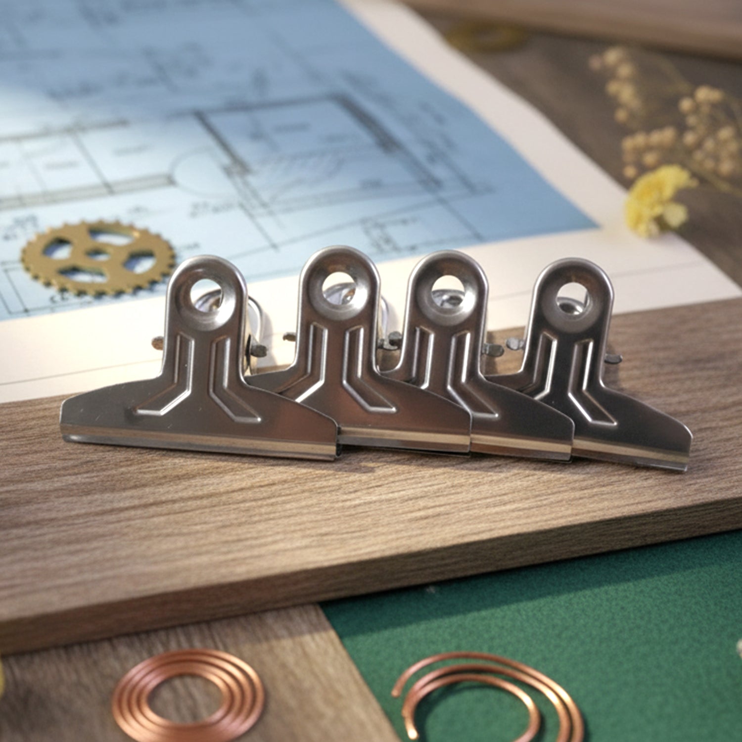 Heavy Duty Metal Paper Clamp Clips (4 Pc) (Stock:-500)