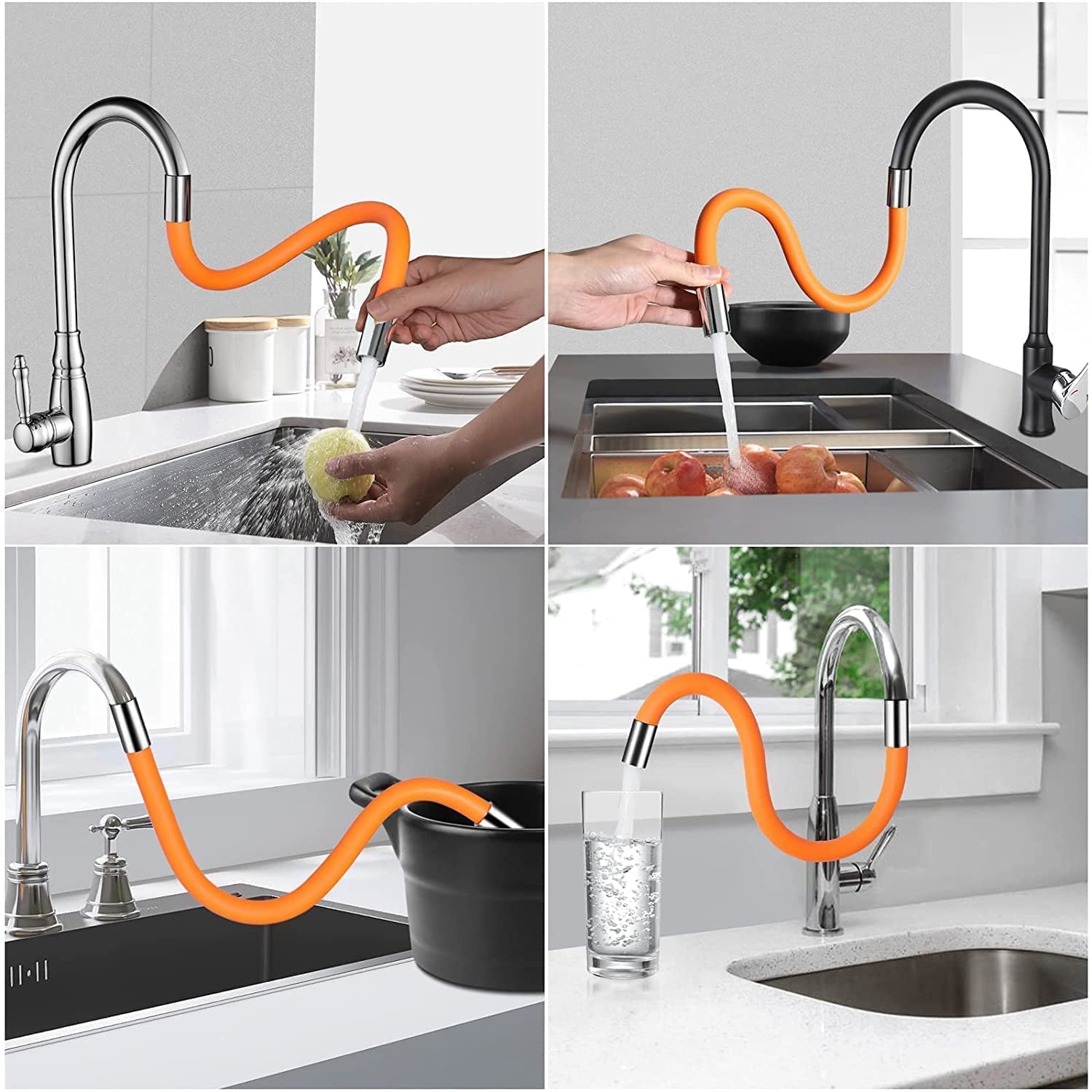 Flexible Water Tap Extender, 360° Bending Faucet Extension Tube with Connector (18cm) (Stock:-2000)