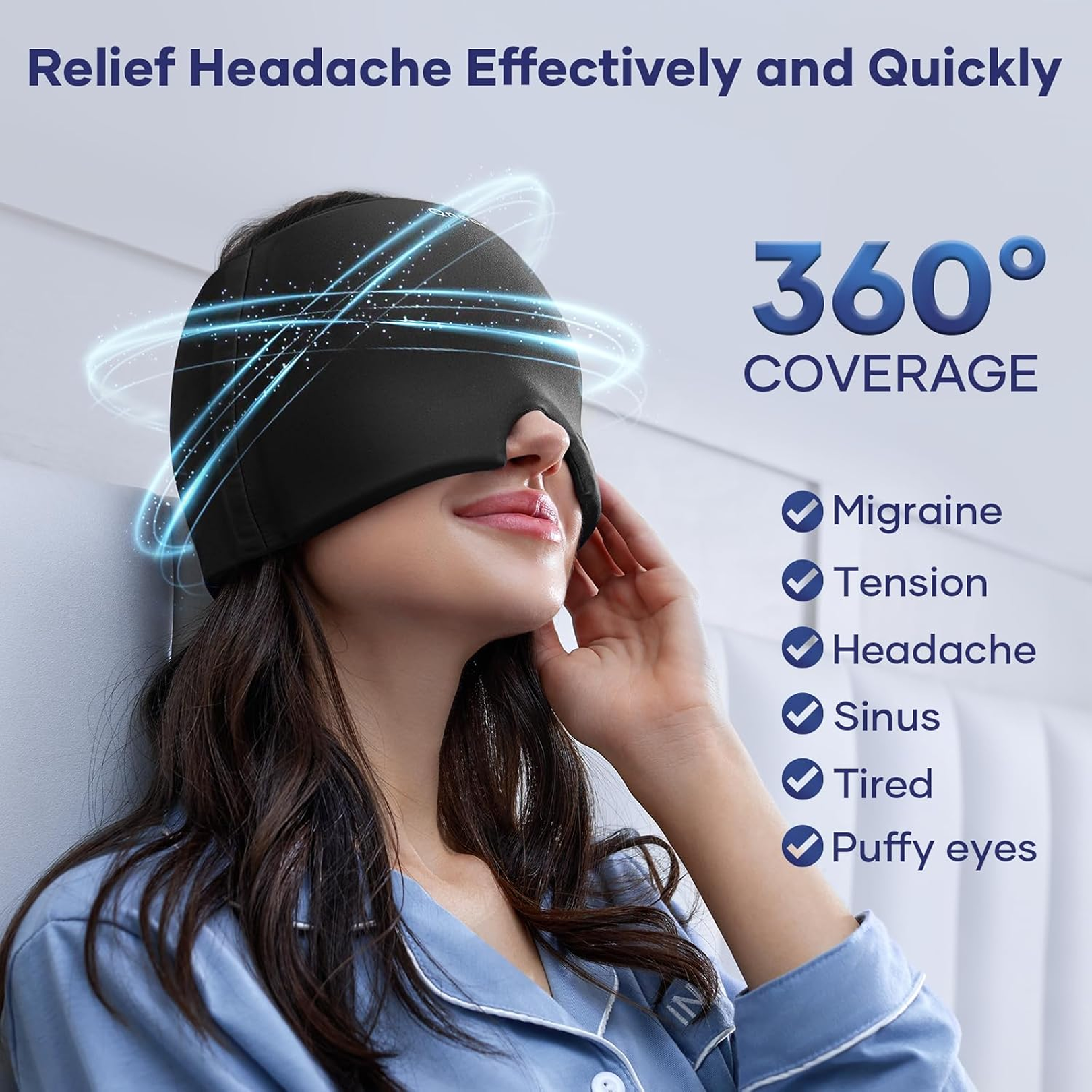 Migraine and Headache Relief Cap: Ice Wrap for Tension & Sinus Relief (Stock:-2000)