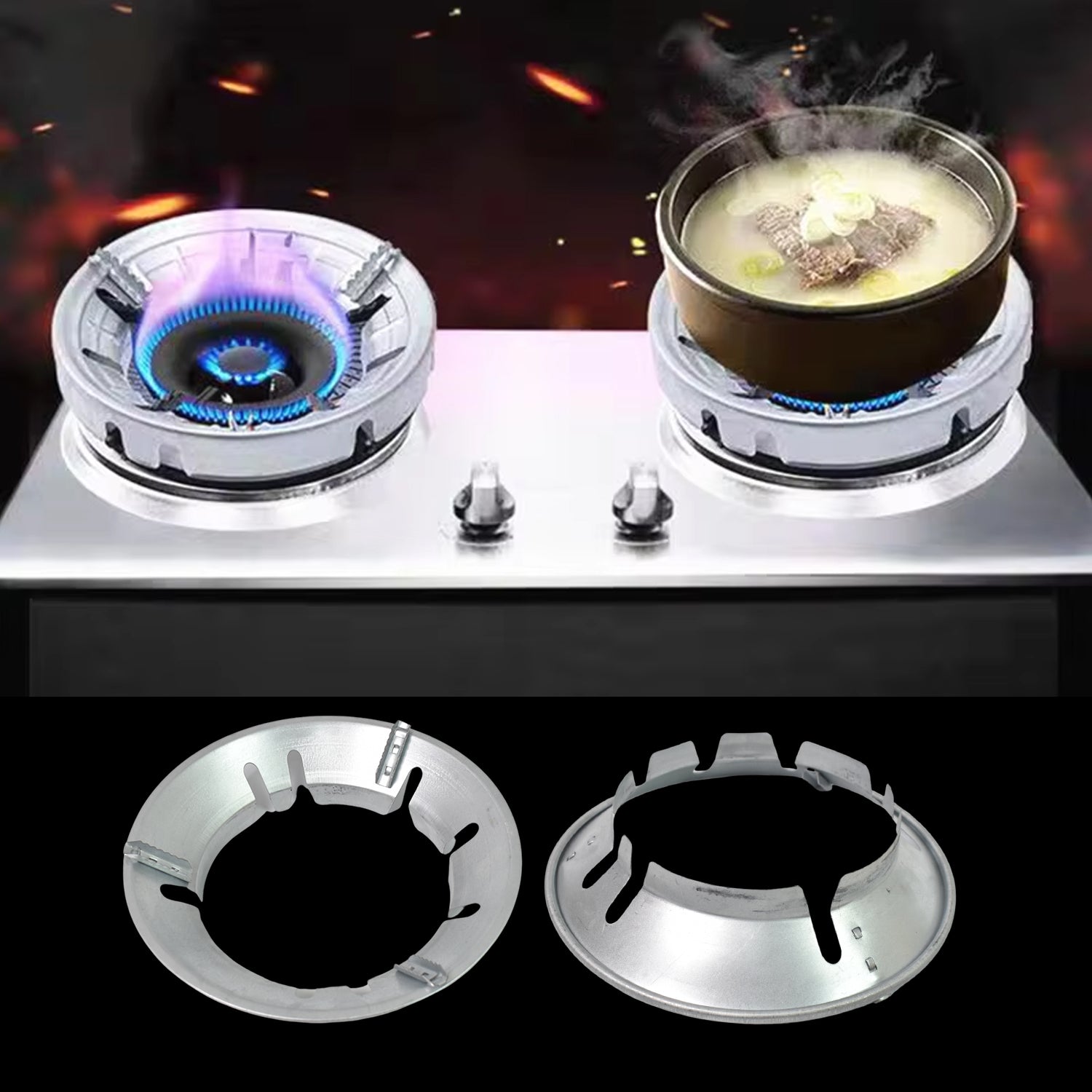 Gas stove burner cover in use