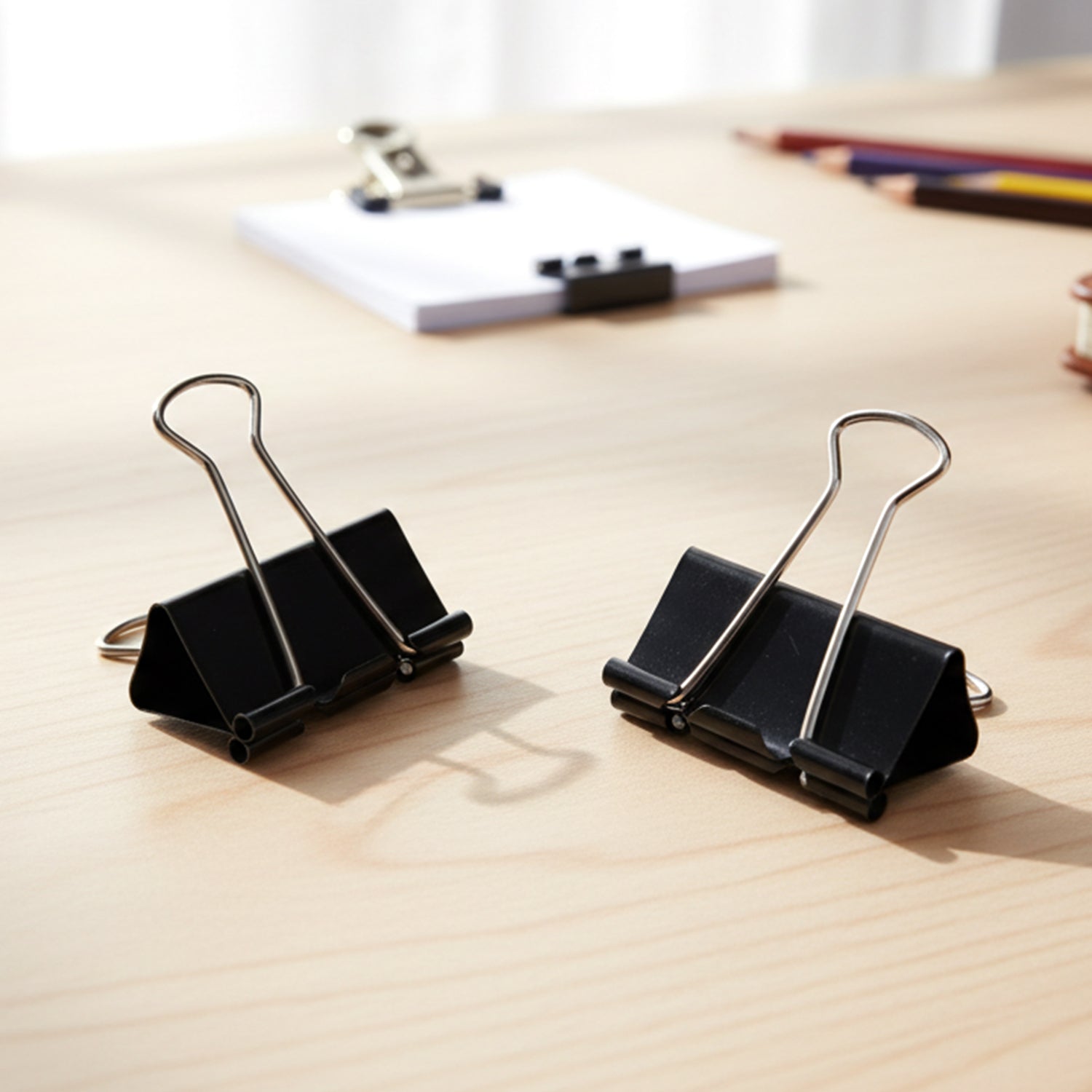 Black Metal Binder Clips (15 MM, 12 Pieces Set) (Stock:-720)