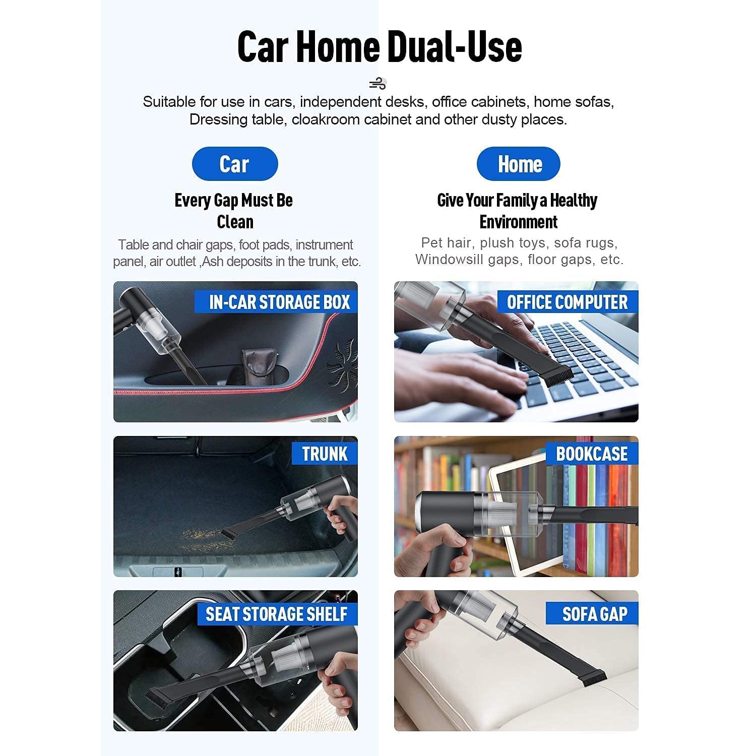 2 in 1 Wireless Vacuum Cleaner – 120W Handheld USB Rechargeable for Home & Car (1 Pc) (stock :-1200)