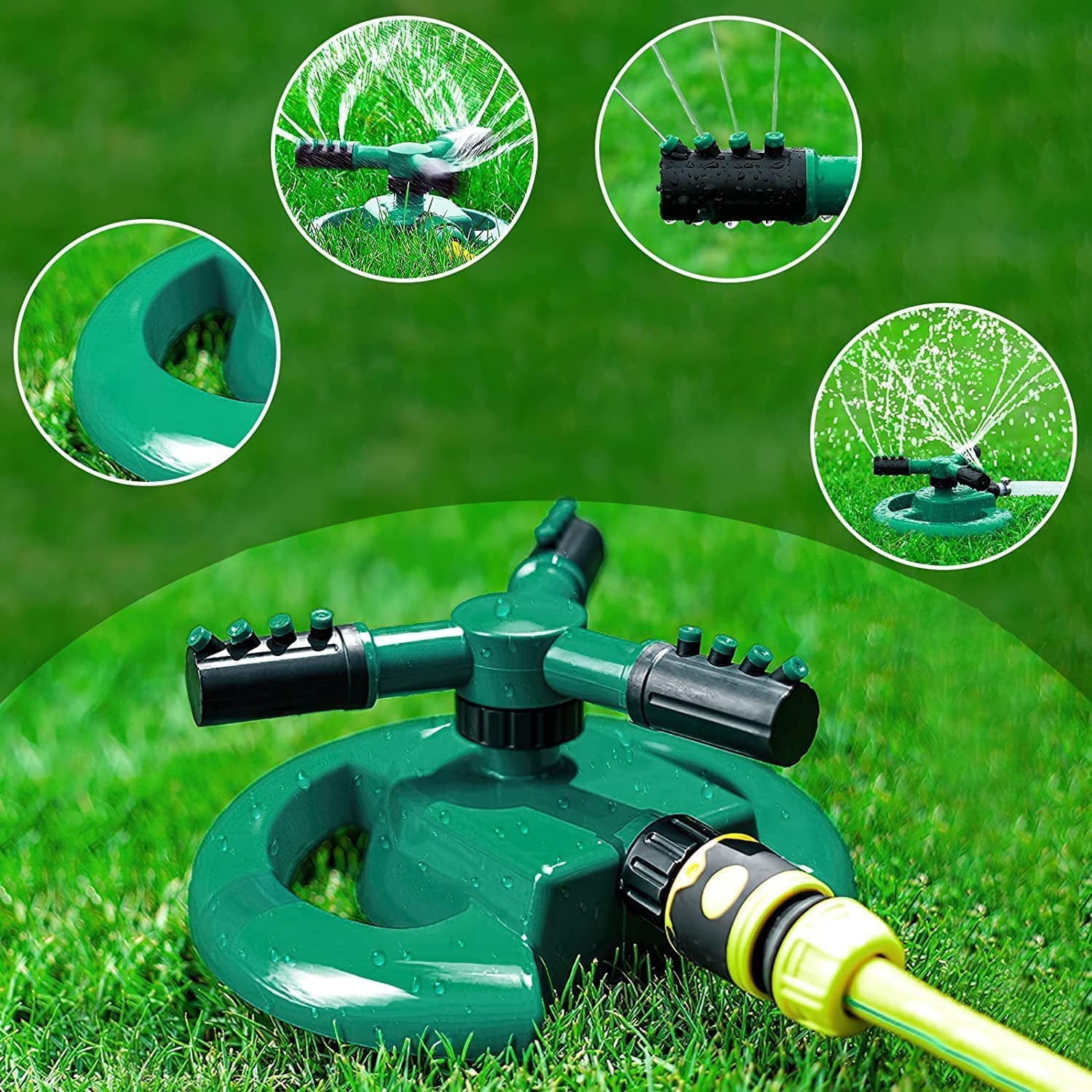 3 Arm 360° Sector Rotating Water Sprinkler Garden Pipe Hose Irrigation Yard (Stock:-250)