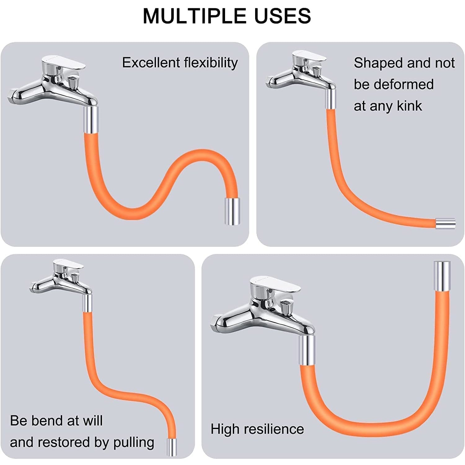 Flexible Water Tap Extender, 360° Bending Faucet Extension Tube with Connector (18cm) (Stock:-2000)
