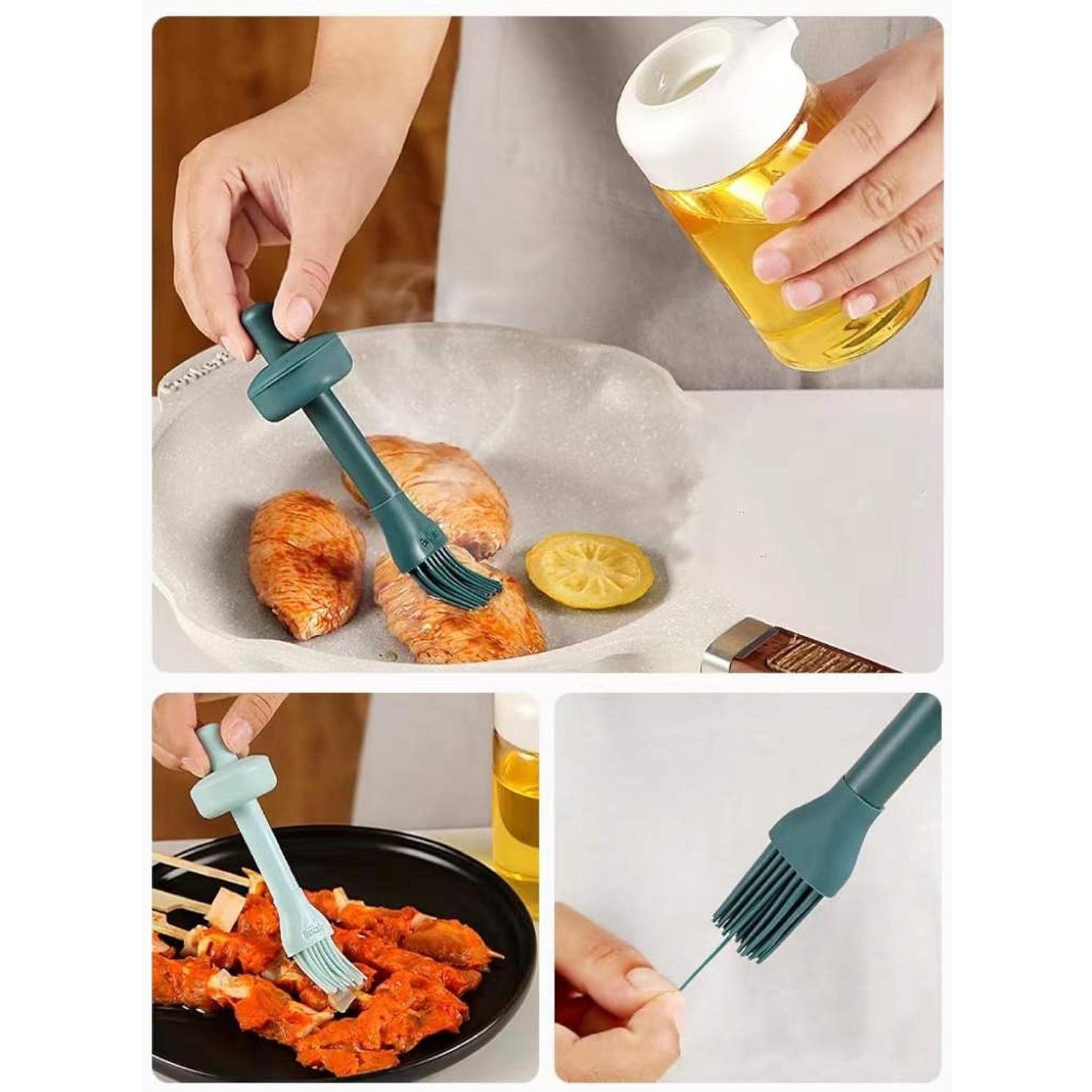 2 in 1 Glass Oil dispenser jar / Bottle with brush (1 Set) (Stock:-400)