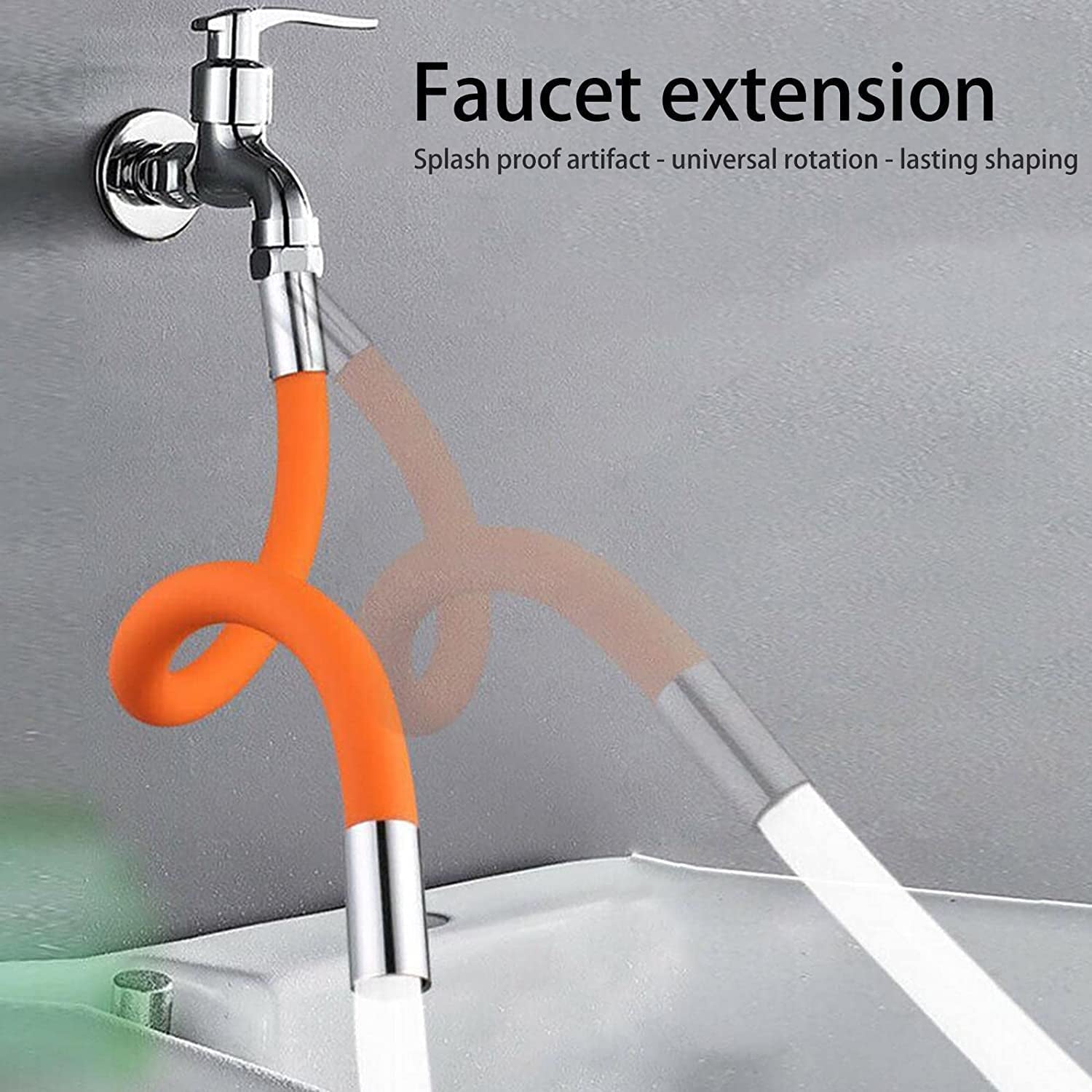 Flexible Water Tap Extender, 360° Bending Faucet Extension Tube with Connector (18cm) (Stock:-2000)