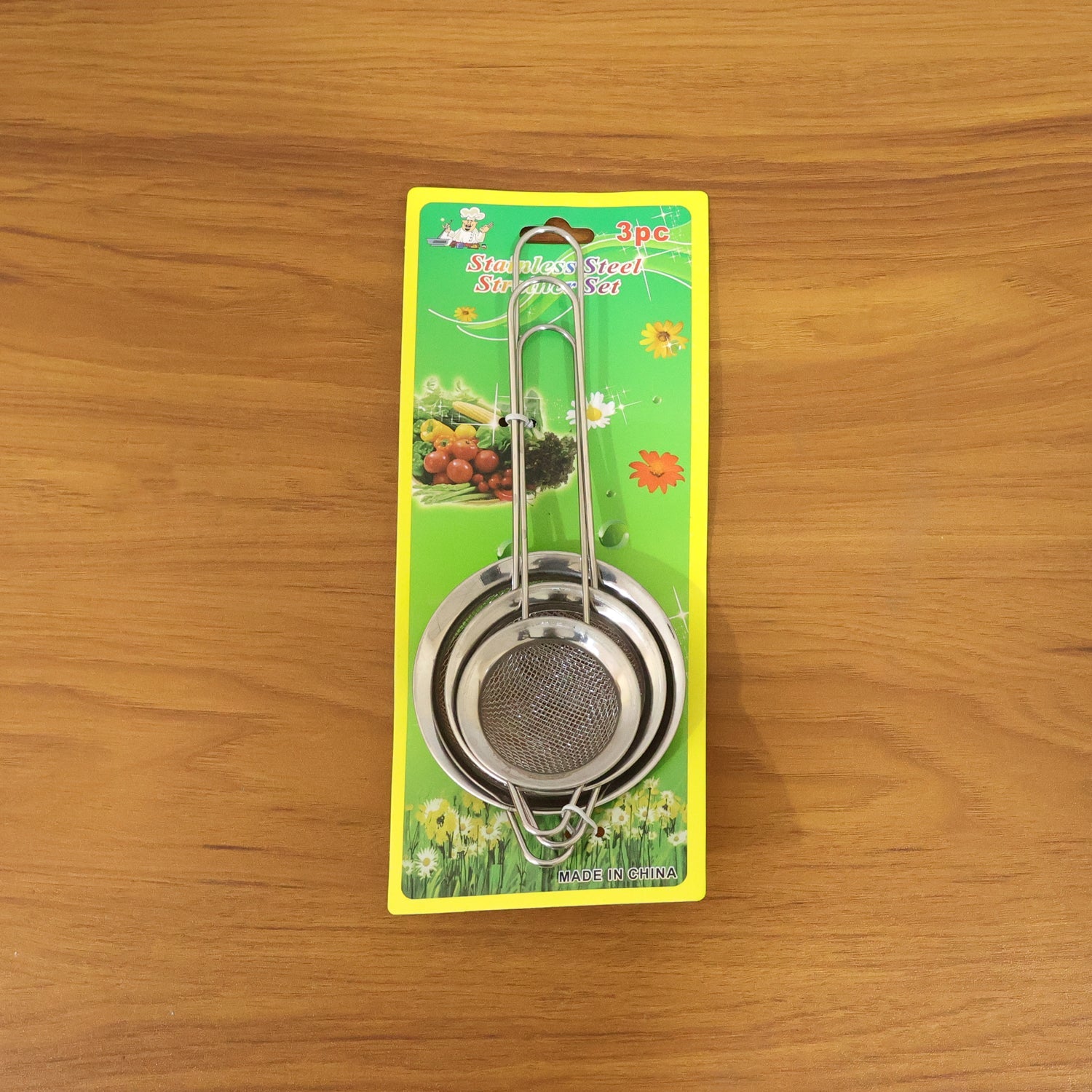 Stainless Steel Tea Strainer 3-Piece Set with Fine Mesh & Long Handle (Stock:-432)