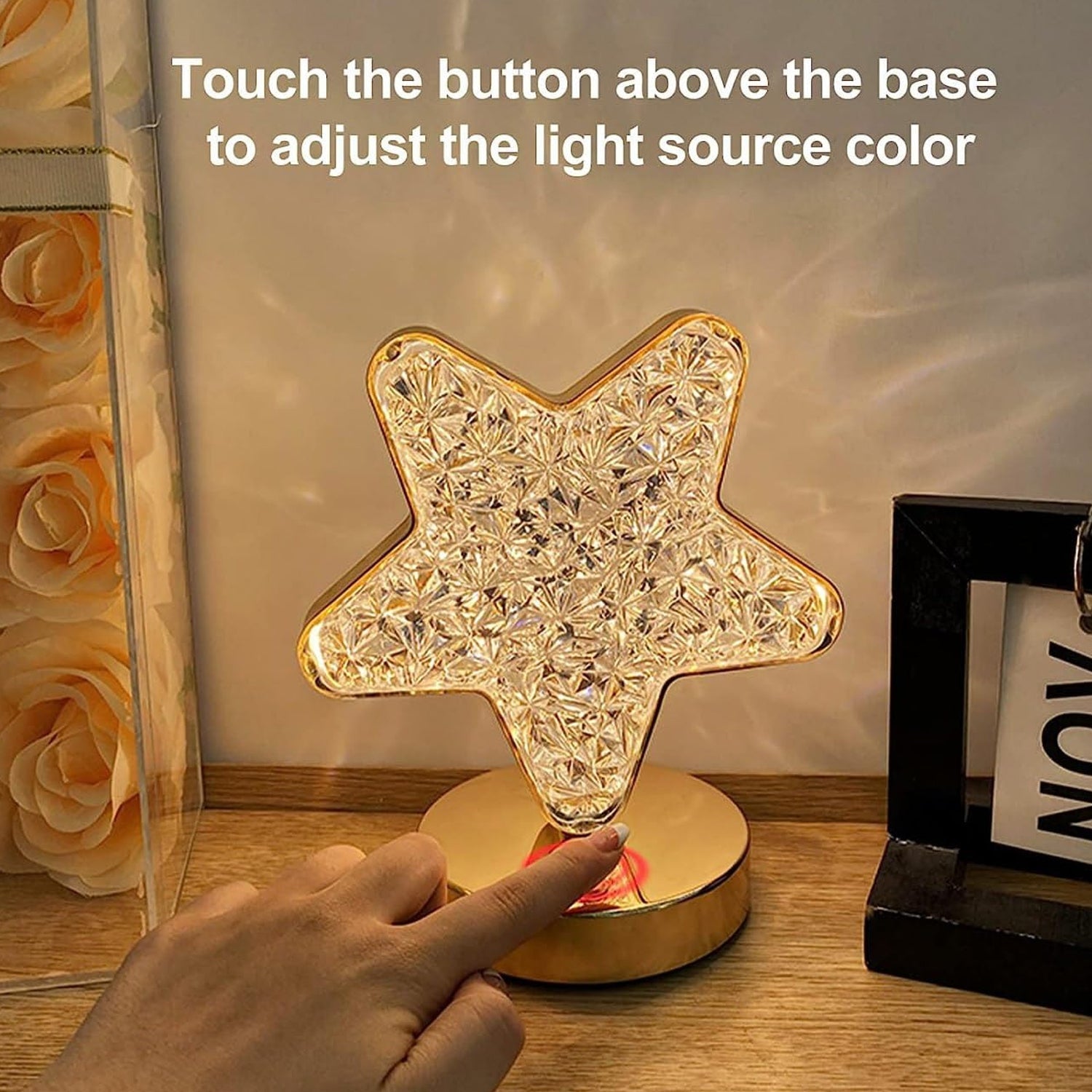 Star Crystal Diamond Touch Lamp – USB Rechargeable, 3-Way Dimmable (Stock:-400)