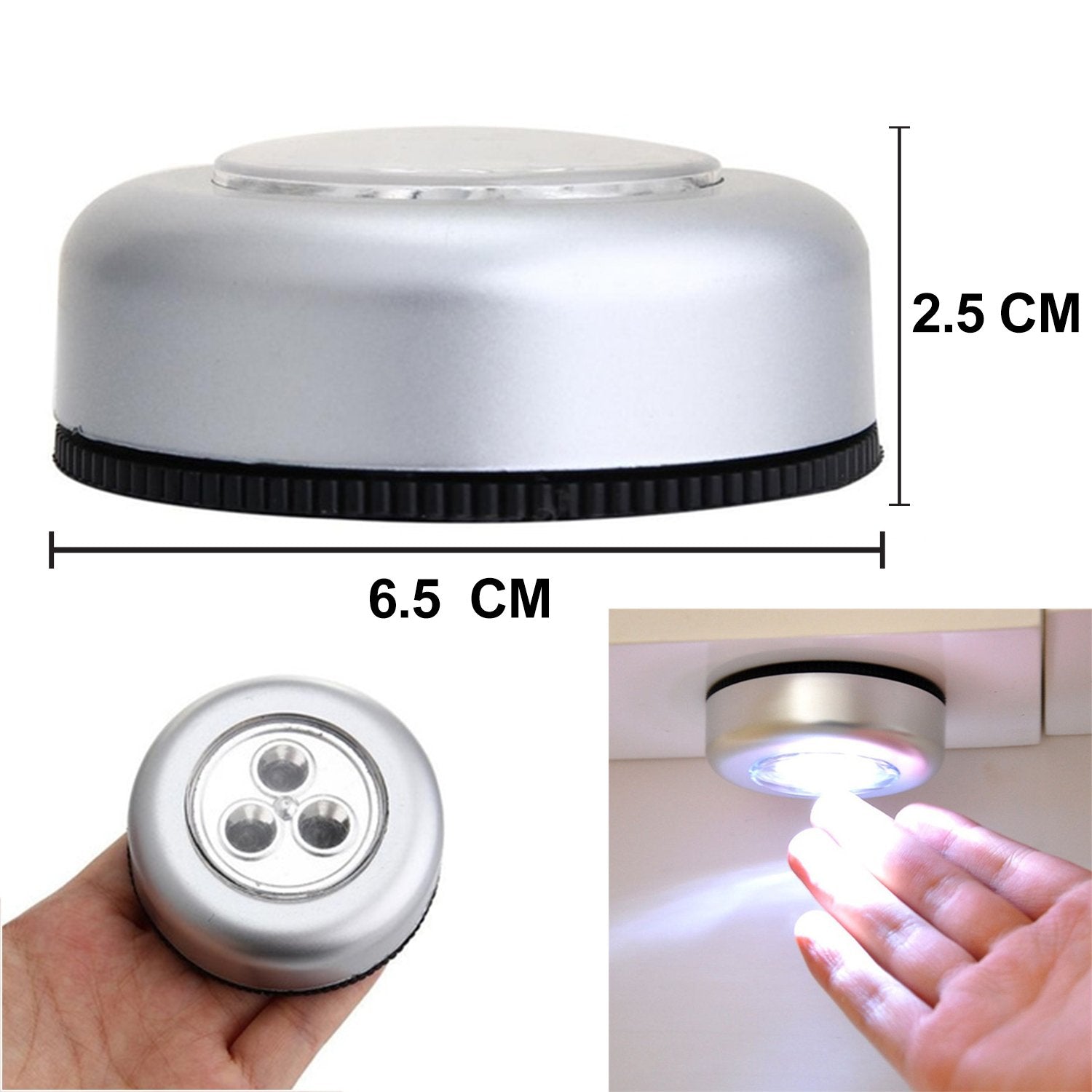 1721 3 Led Cordless Stick Tap Wardrobe Touch Light Lamp DeoDap