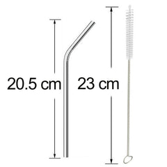 Reusable Stainless Steel Drinking Straws Bent (4 Bent Straws, 1 Brush) (Stock:-2500)