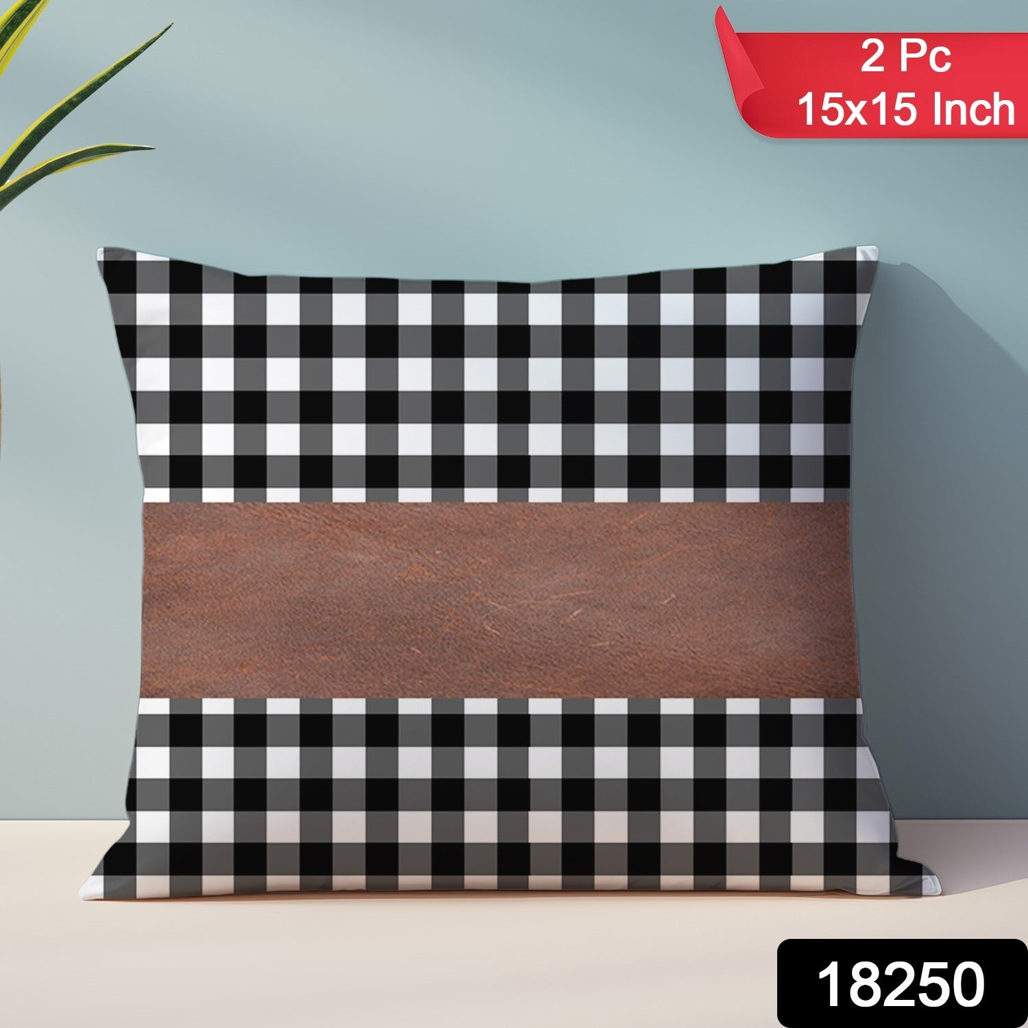 Pillow Covers, Leather & Cotton Cushion Covers (19 × 12 Inch / 1 Pair / 2 Pc)