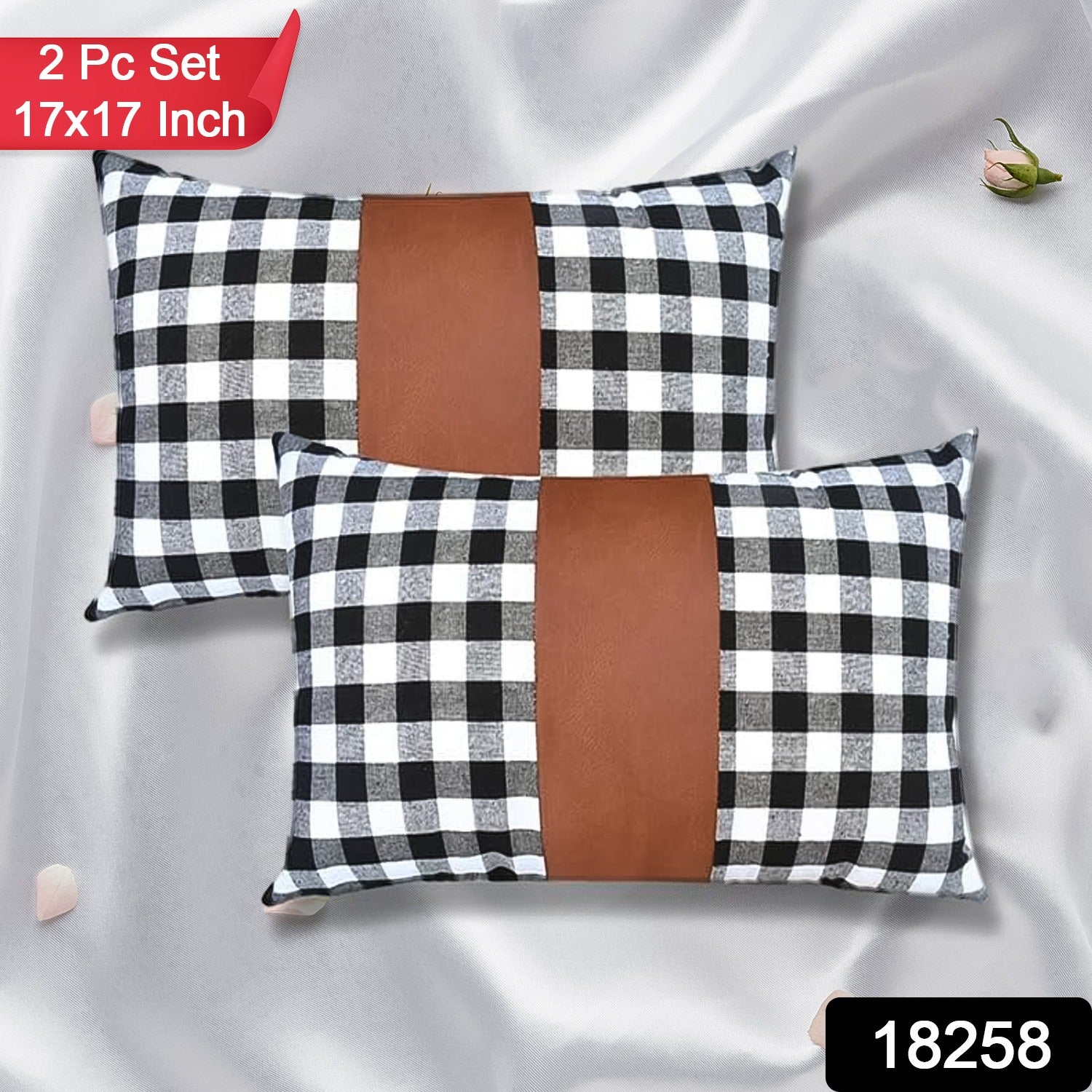 Pillow Covers, Leather & Cotton Cushion Covers (19 × 12 Inch / 1 Pair / 2 Pc)