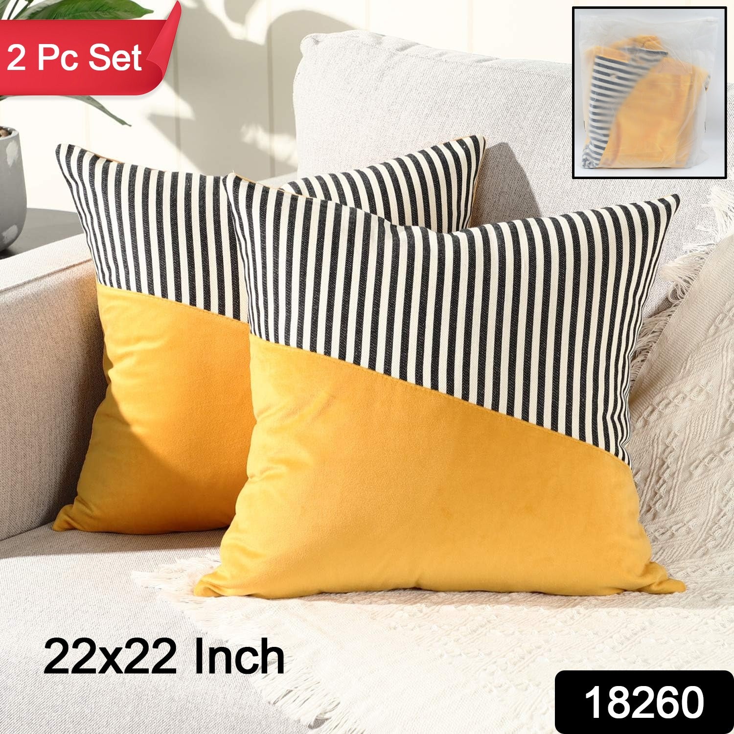 Pillow Covers, Leather & Cotton Cushion Covers (19 × 12 Inch / 1 Pair / 2 Pc)