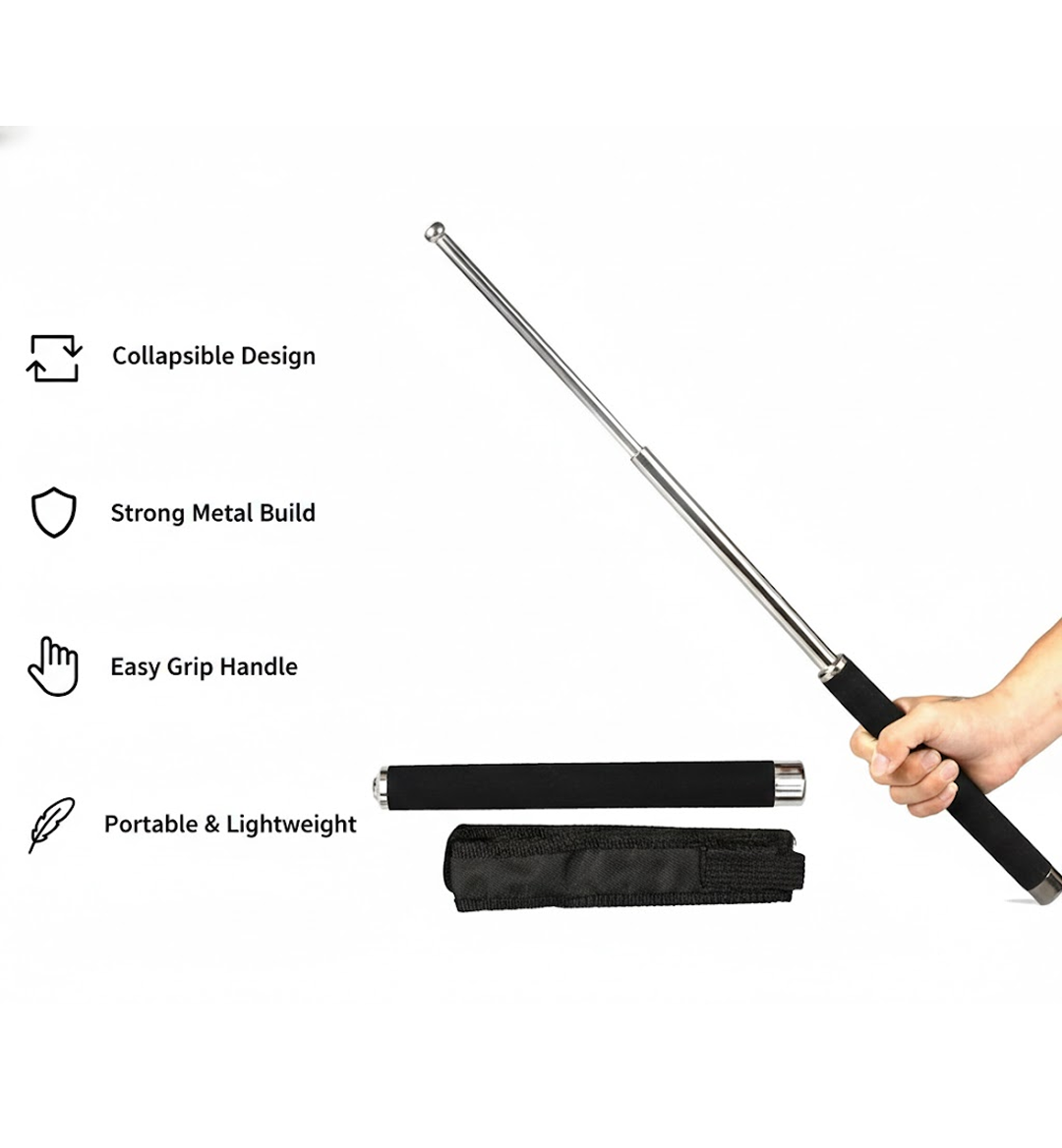 DeoDap Multi-Function Collapsible Self Defense Stick - comparison shot