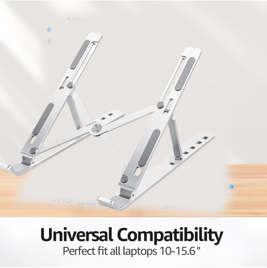 Metal Portable Laptop Stand – 6-Angle Adjustable Riser for Laptops, Phones & Tablets (Stock:-500)