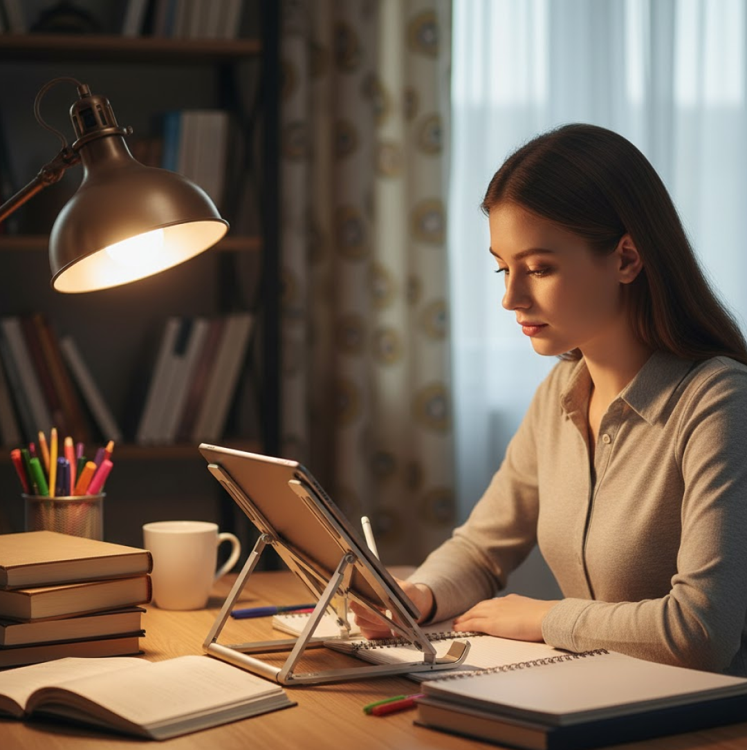 Metal Portable Laptop Stand – 6-Angle Adjustable Riser for Laptops, Phones & Tablets (Stock:-500)