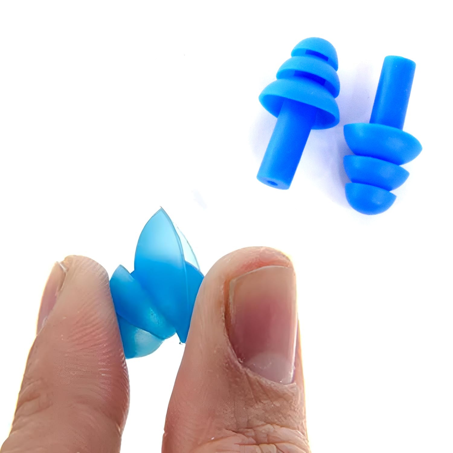 Brightly colored silicone ear plugs for swimming