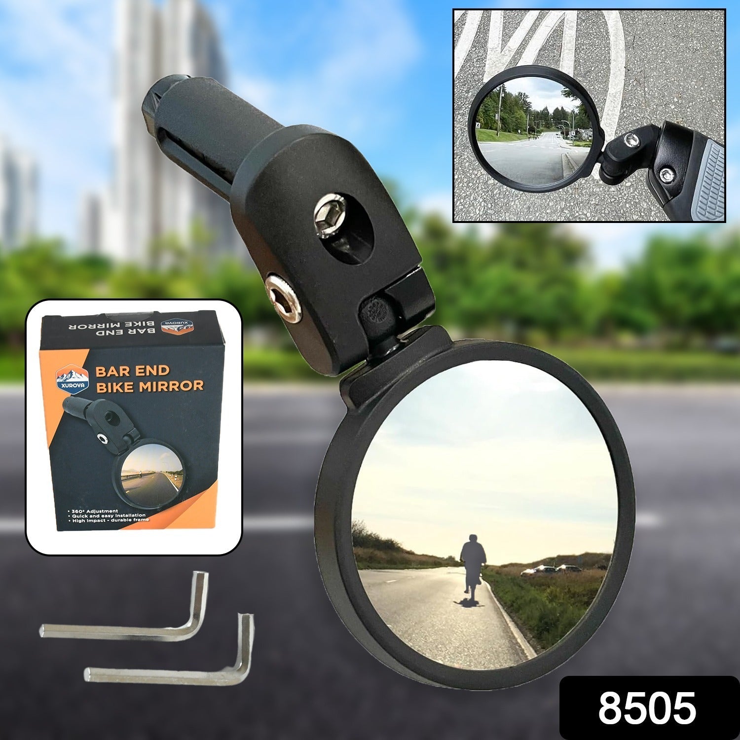 Bar End Bike Mirror: 360° Rotatable & Foldable (1 Pc) (Stock:-900)