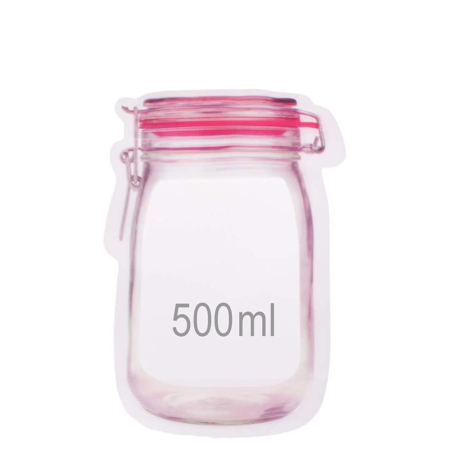 1074 Reusable Airtight Seal Plastic Food Storage Mason Jar Zipper (500ml) (4000 Pc Moq)