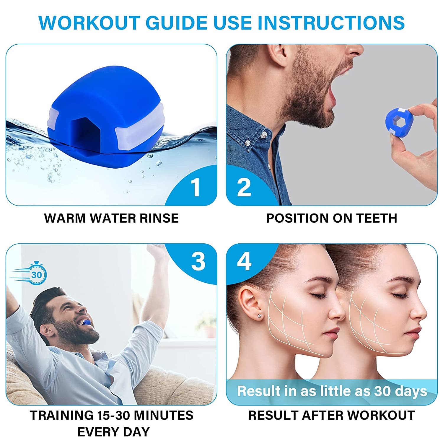 6101 V Cn Blue Jaw Exerciser Used To Gain Sharp And Chiselled Jawline Easily And Fast.