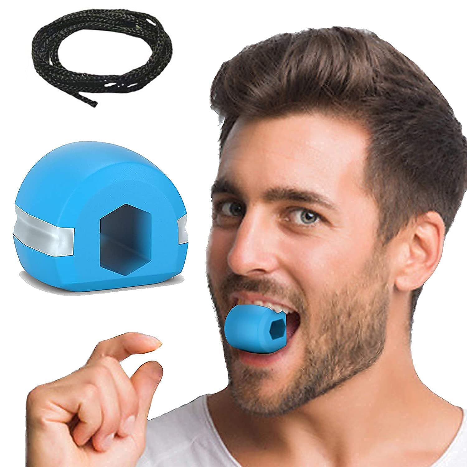 6128 DARK BLUE JAW EXERCISER USED TO GAIN SHARP AND CHISELLED JAWLINE EASILY AND FAST