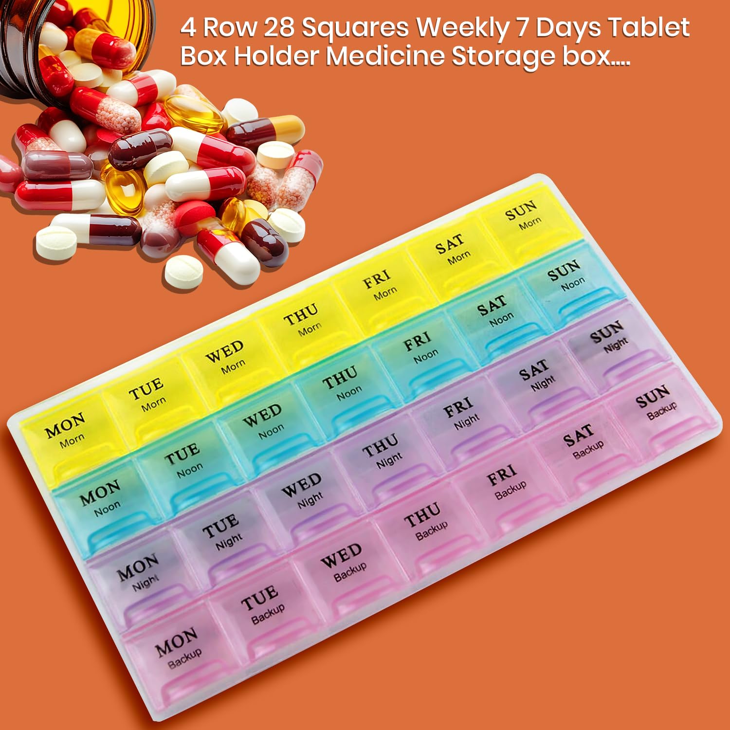 Weekly 28-Slot Pill Case Organizer for Daily Medicine (Stock:-1680)