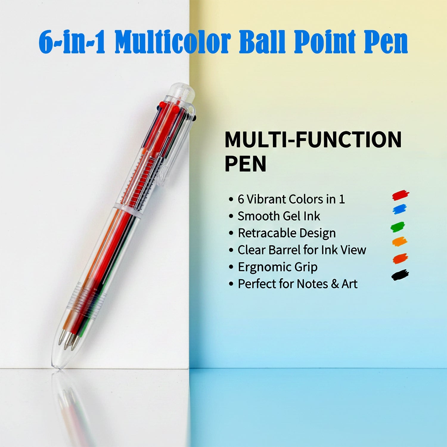 6-in-1 Multicolor Ball Point Pen (Stock:-4000)