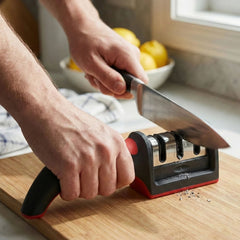 Manual Red & Black Knife Sharpener – 3-Stage Tool for Ceramic & Steel Knives (Stoke:-1440)