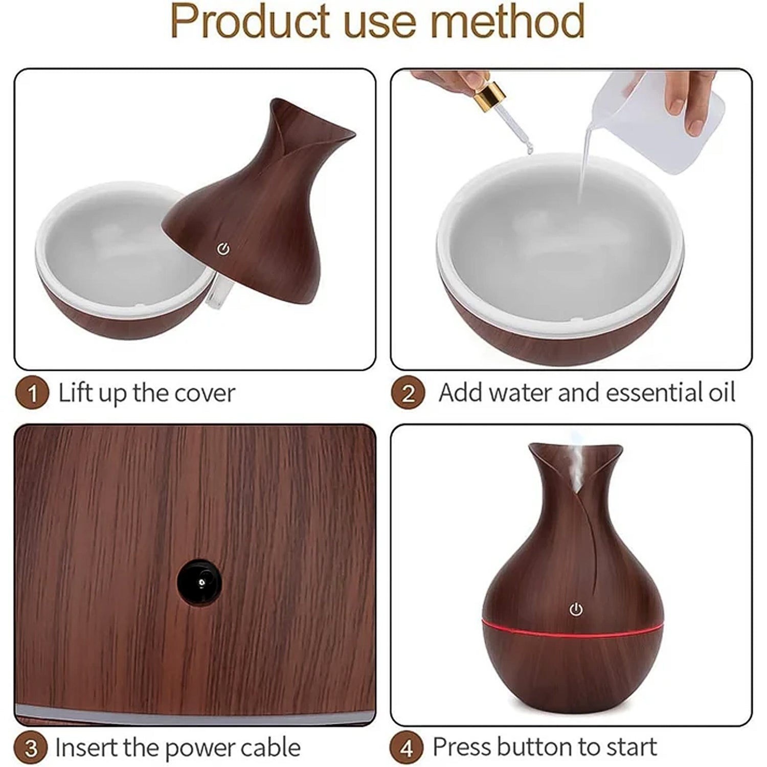 DeoDap Mini Wooden Vase Pot Diffuser Mist Humidifier - comparison