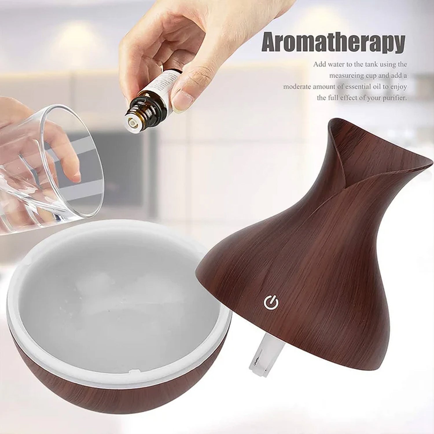 Mini Wooden Vase Pot Diffuser Cool Mist Atomization Humidifier (1 Pc) (Stock:-600)