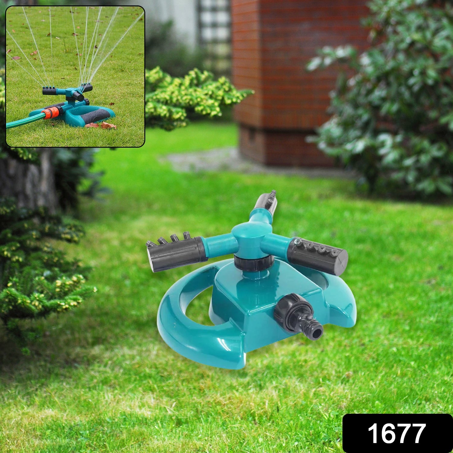 3 Arm 360° Sector Rotating Water Sprinkler Garden Pipe Hose Irrigation Yard (Stock:-250)