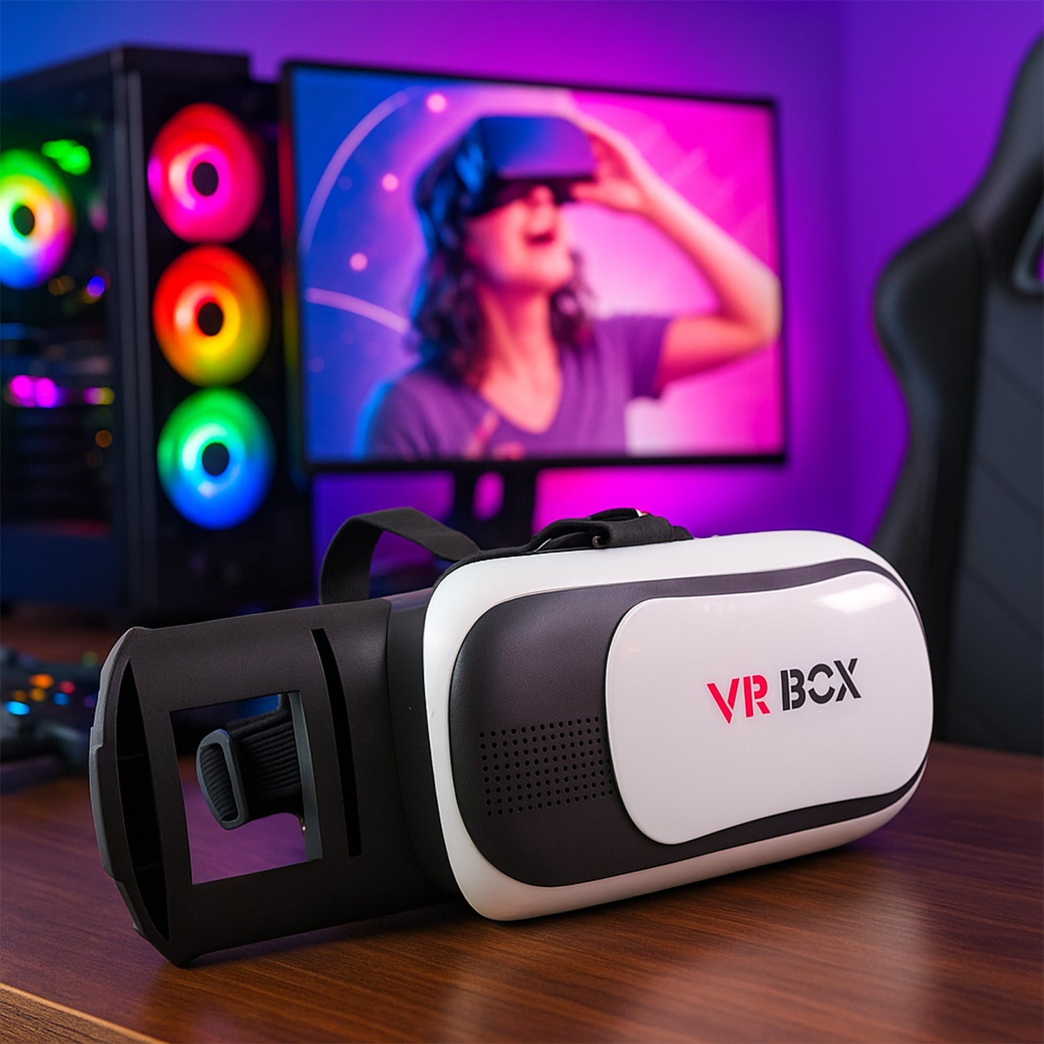 DeoDap VR BOX Virtual Reality 3D Glasses Headset - specs detail shot
