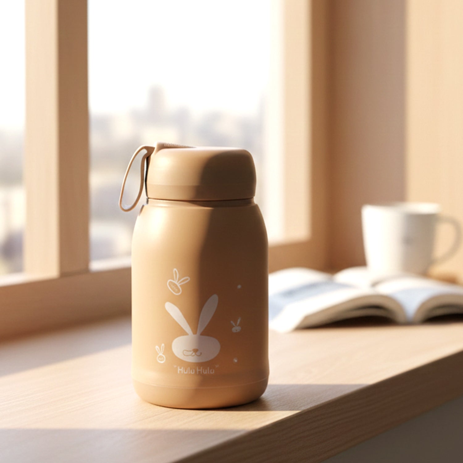 Cute Bunny Print Glass Drinking Bottle (330ML / 1 Pc, Mix Color) (Stock:-6400)