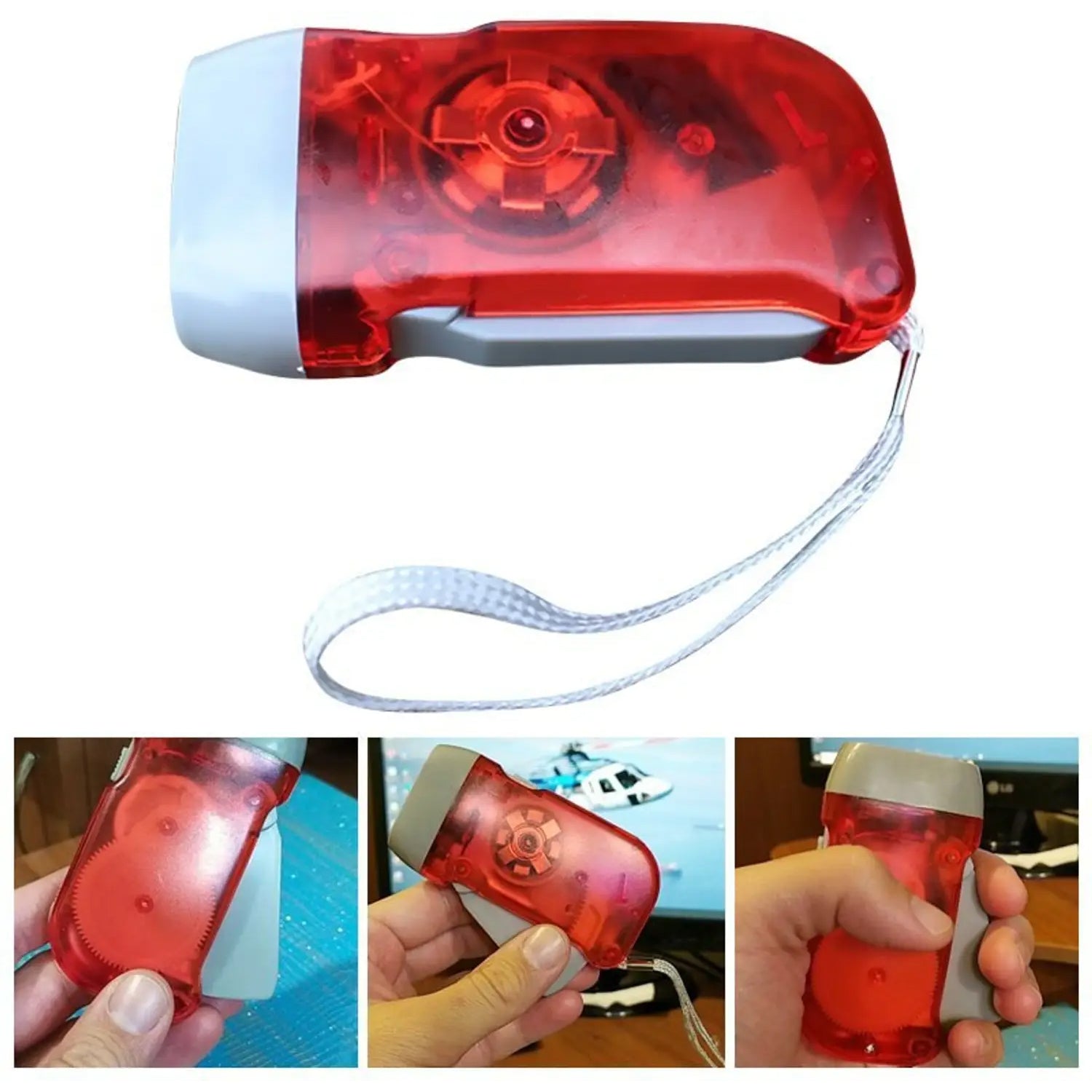 2-LED Hand Press Torch – Battery-Free Hand Crank Flashlight (Stock:-1400)