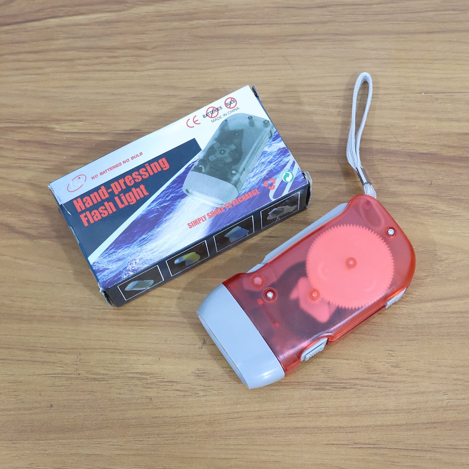 2-LED Hand Press Torch – Battery-Free Hand Crank Flashlight (Stock:-1400)